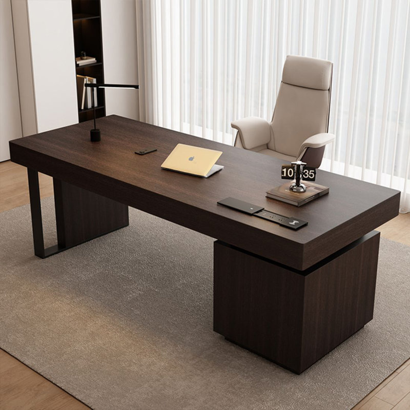 Bureau rectangulaire avec tiroirs en bois massif de couleur fumée, 29.53" H*78.74" W*27.56" D