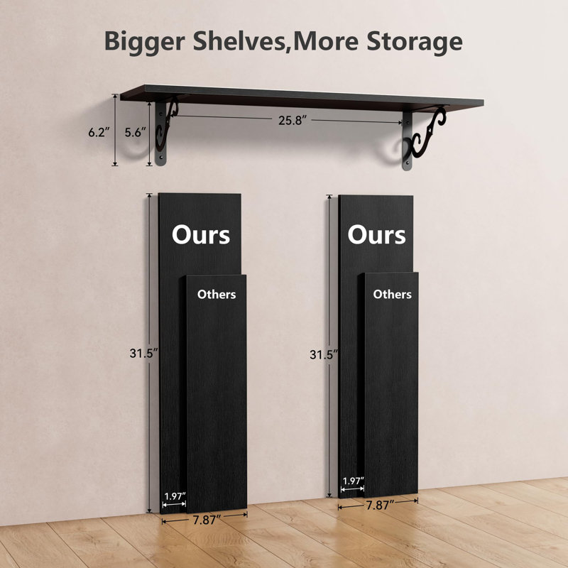 Tywuan 2 Piece Floating Shelf, Black
