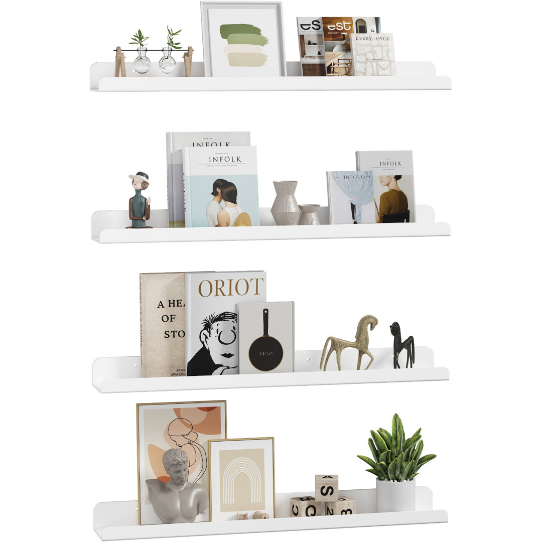 Floating Shelves, 61Cm Extended Bookshelf For Wall, Acrylic Shelves For Photo/Makeup/Figure, Bathroom, Bedroom, Kitchen, Living Room Wall Decor 4 Pack
