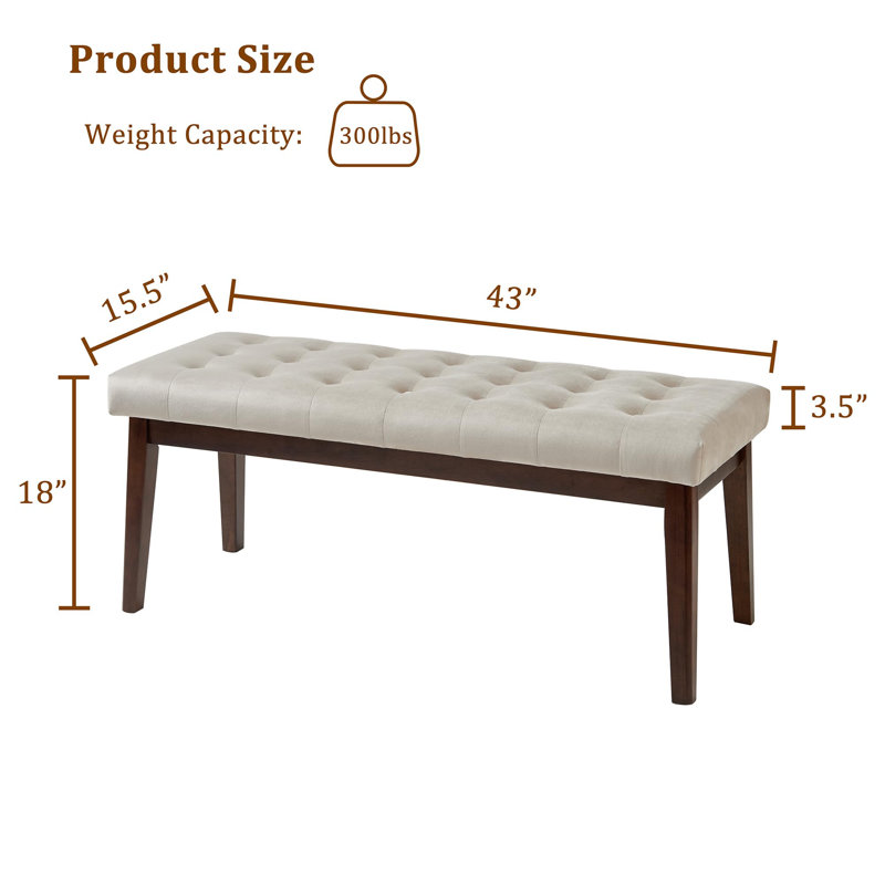 Upholstered Entryway Bench, Bedroom Bench End of Bed, Velours taupe