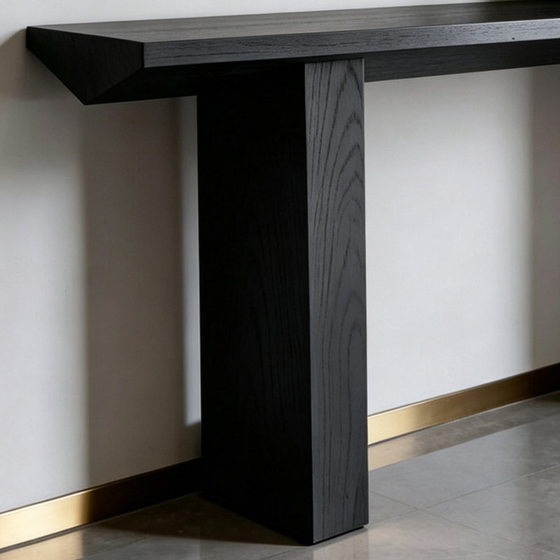Console nordique moderne minimalisme, H 31,5 po x l 55,1 po x P 13,8 po, Noir, Noir, Noir
