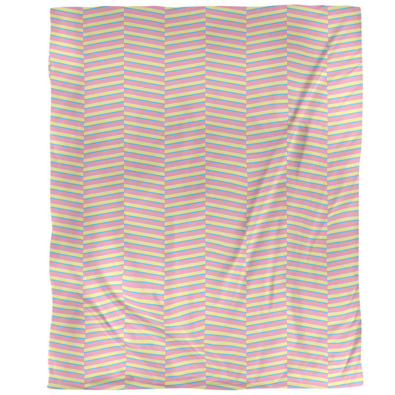 Housse de couette simple à rayures fracturées, Housse de couette simple TG, Rose-bleu / jaune, Polyester brossé
