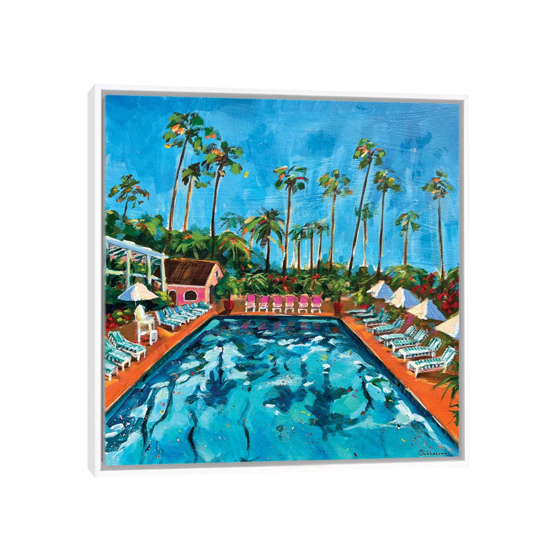 By The Pool California Scenery by Victoria Sukhasyan - Gallery-Wrapped Canvas Giclée on Canvas, White