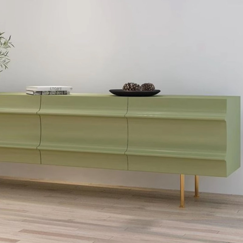Minimalist design green TV cabinet, 21.65" H x 94.48" L x 15.74" W