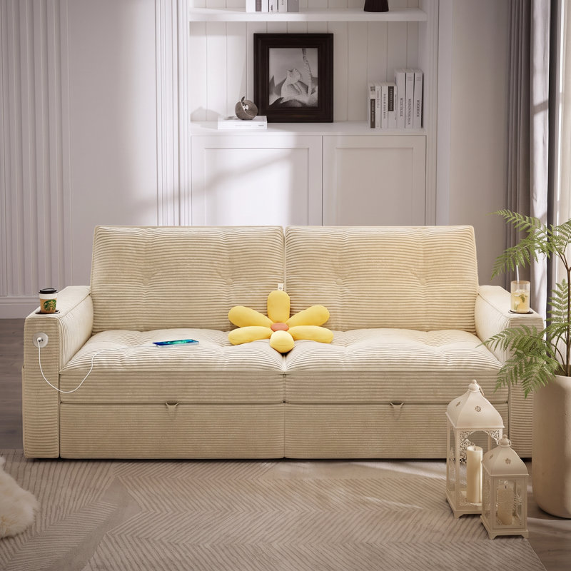 Canapé-lit multifonctionnel 2-en-1 pour petits espaces, P 73,2 po x l 32,2 po x H 36,6 po, P 63 po x l 70,86 po x H 36,2 po