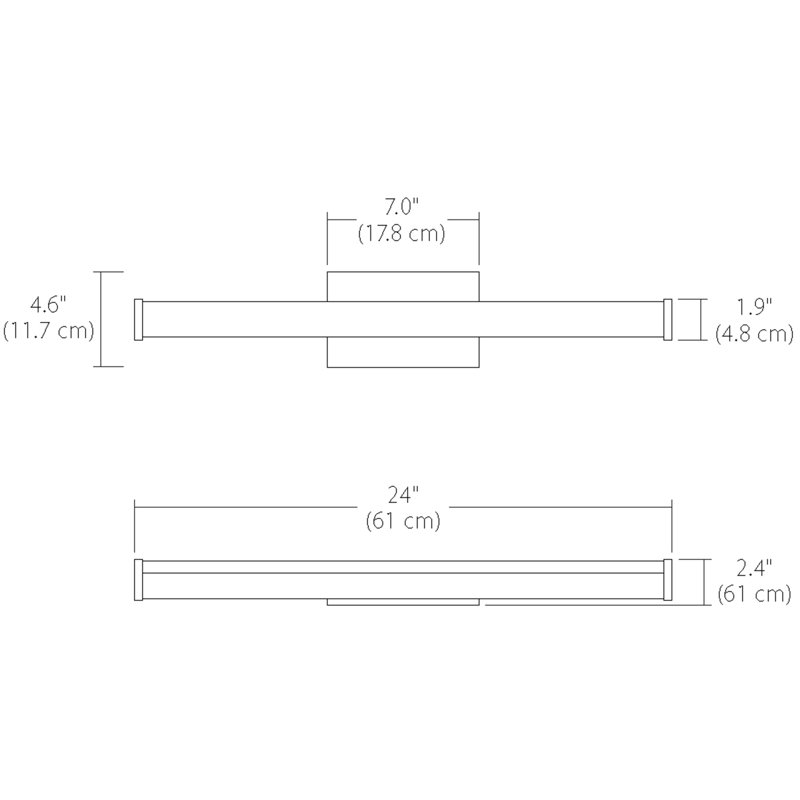 Satin Nickel 24" LED Vanity Light with Metal Trim