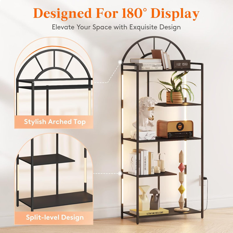 Etagere Bookshelf With Metal Frame And Wood Shelf