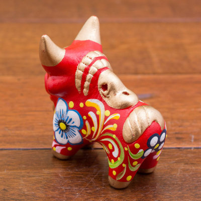 Hand Painted Little Red Pucara Bull