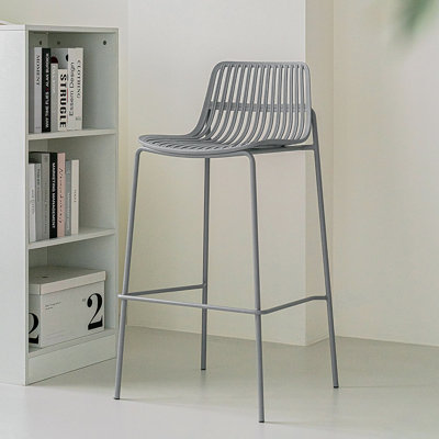 Chaise d'appoint à dossier bas gris (ensemble de 8)
