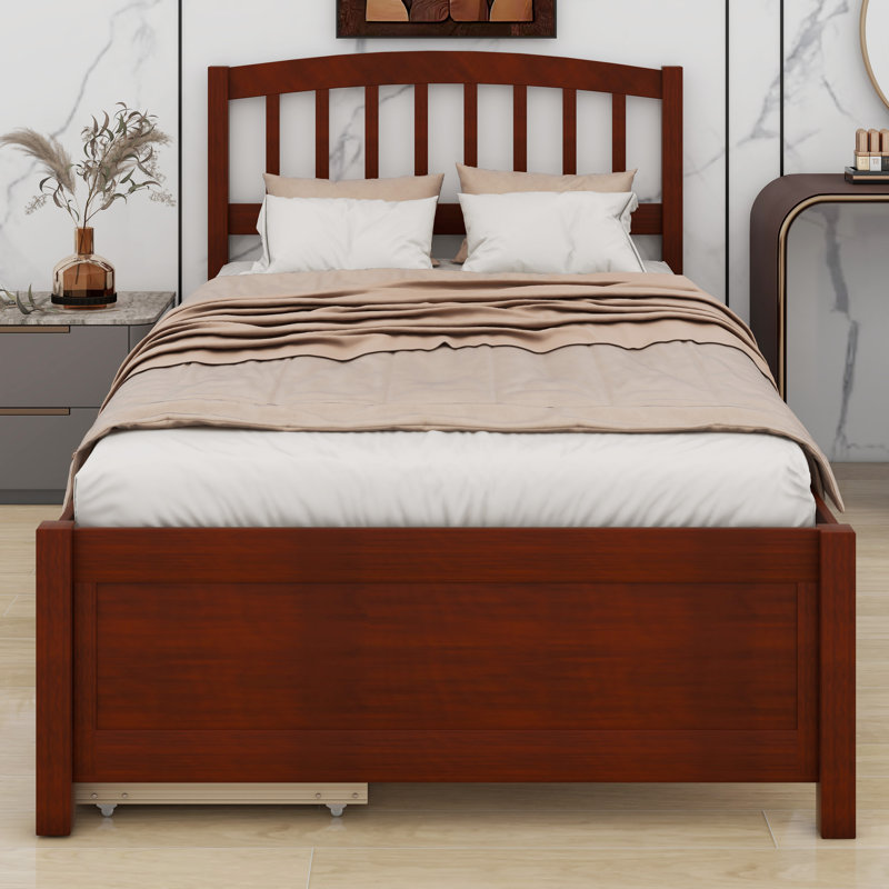 Lit plateforme avec rangement, Noyer