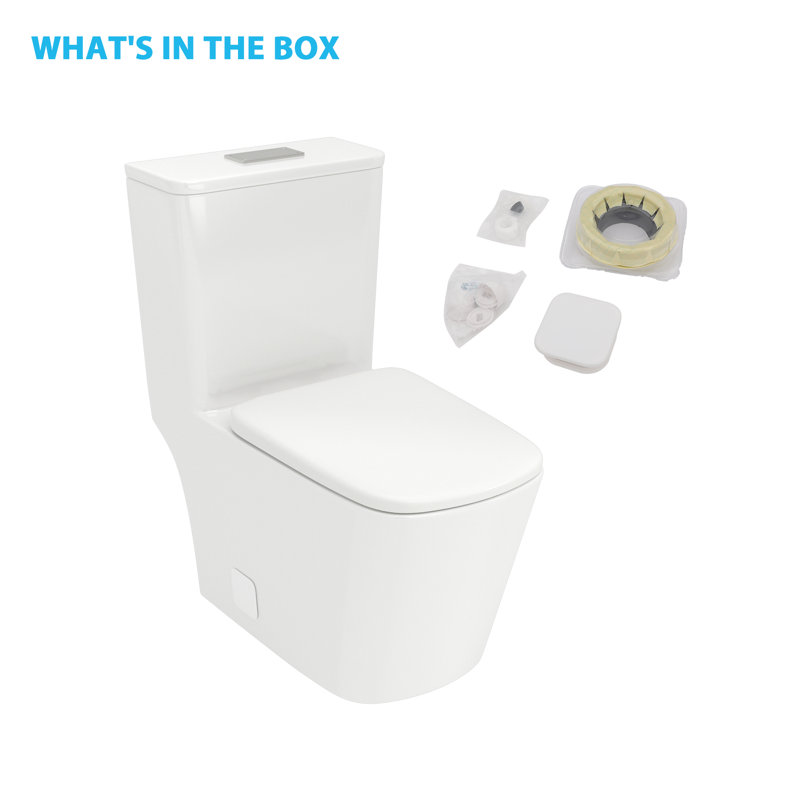 White Ceramic Square One-Piece Dual Flush Toilet