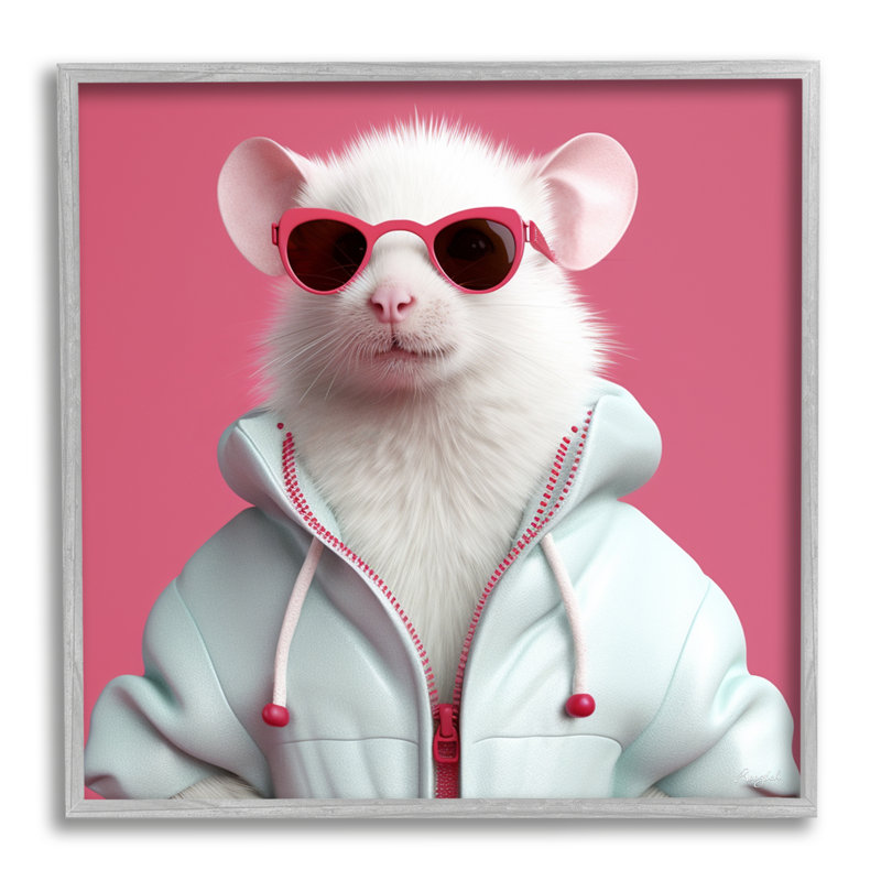 «Az-140», reproduction encadrée de souris blanche sur toile par Roozbeh, Estampe numérique Farmhouse