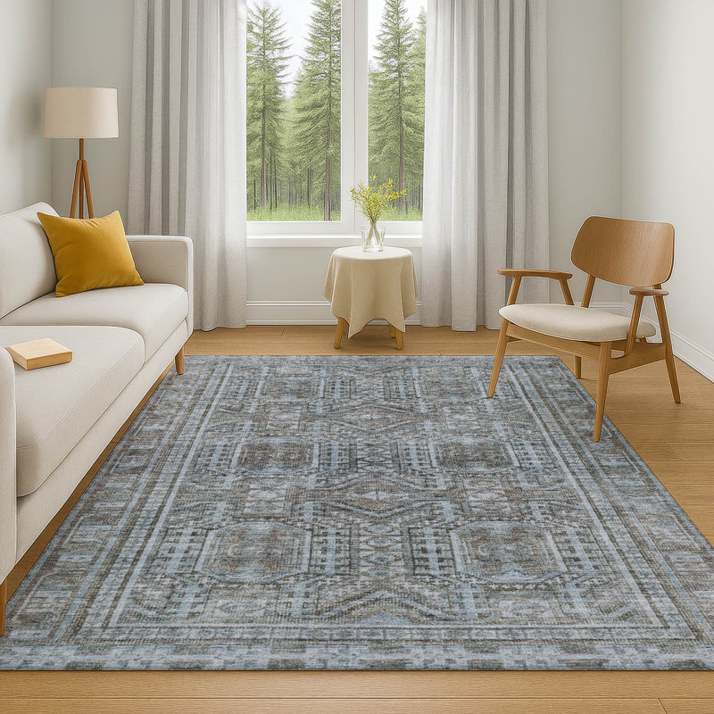 Premium Machine Washable Ashlynn Border Rug, Rectangle 2'6" x 3'10"