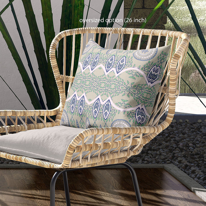 Housse et insert de coussin décoratif en polyester pour l'intérieur et l'extérieur, 20 po x 20 po, Vert clair / Beige