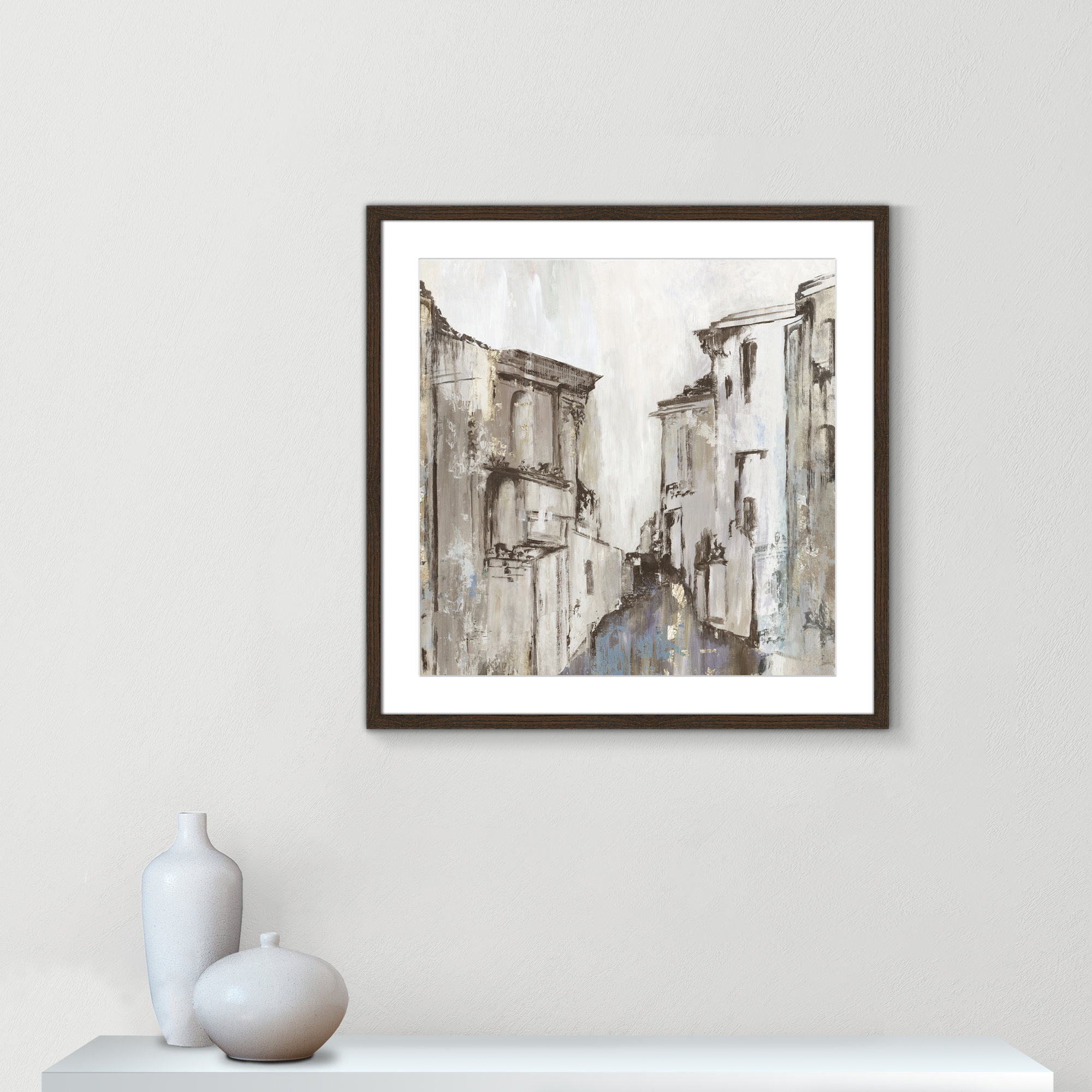 Gothika by Allison Pearce - Picture Frame Painting, 28.75" H x 28.75" W, Walnut Wood Grain