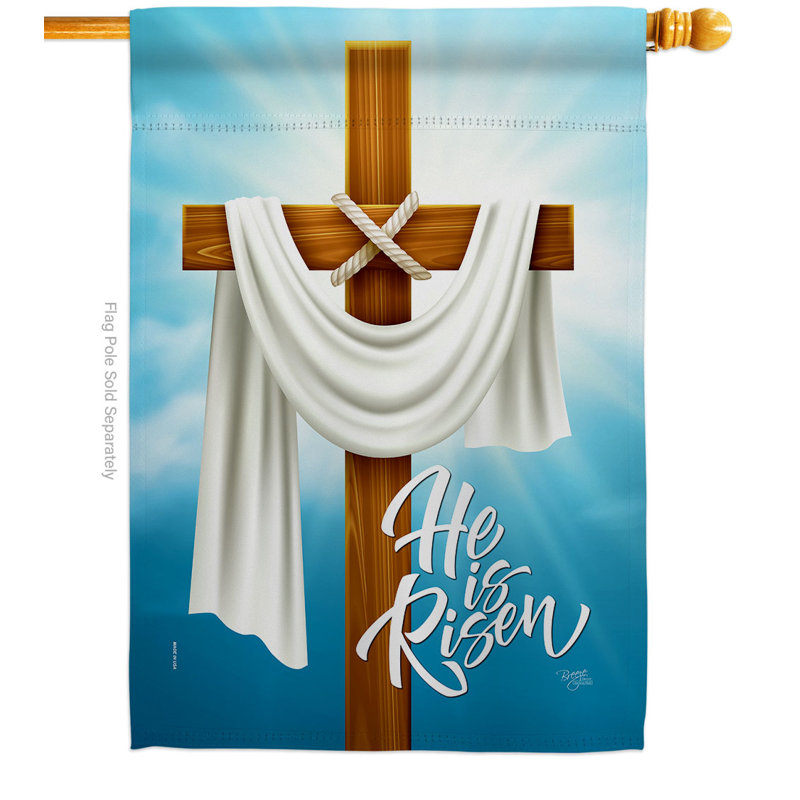 Drapeau de jardin He Is Risen House, H 40 po x l 28 po