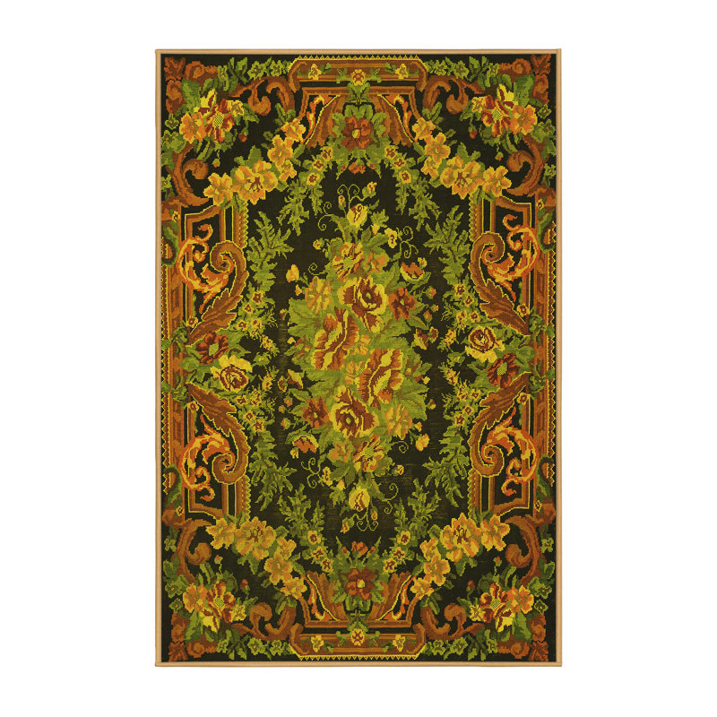 Washable Floral Indoor Rug, Rectangle 5' x 8'