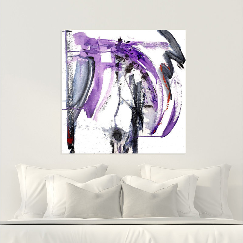 Purple Black II - Artist Enhanced Canvas Print, Brown Framed Canvas, 30" H x 30" W x 1.75" D