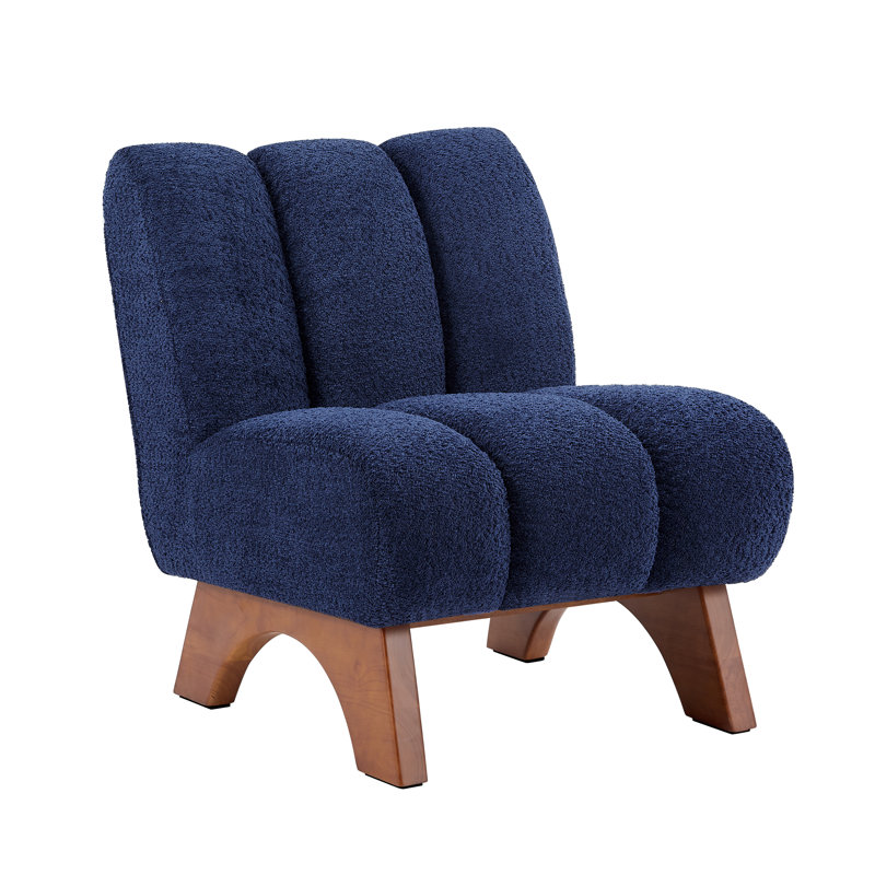 Brenetta Upholstered Accent Chair, Dark Blue Sherpa