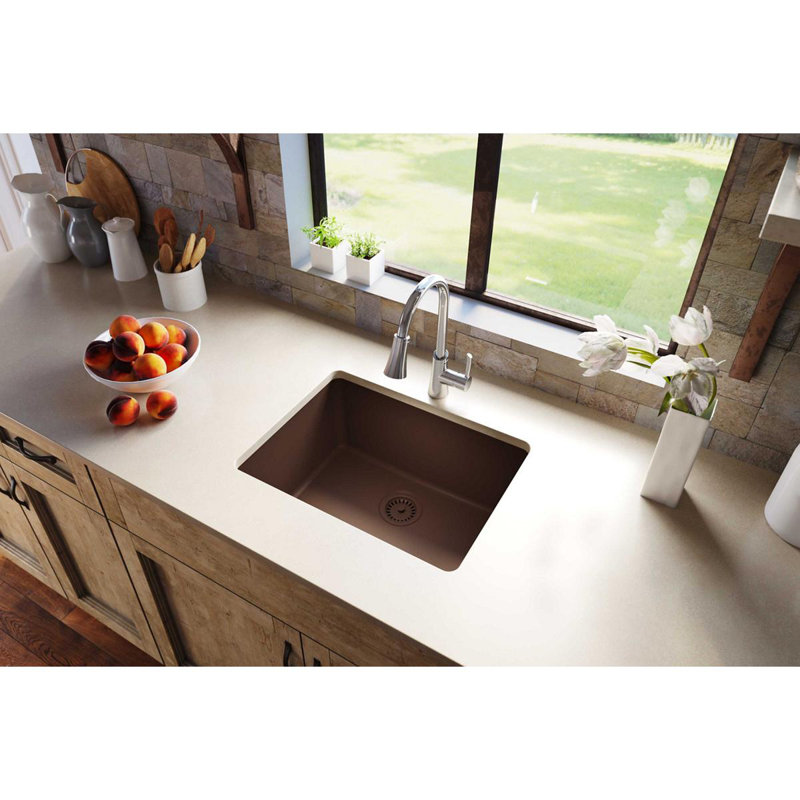 Évier de cuisine encastré en quartz classique 24-5/8 po x 18-1/2 po x 9-1/2 po, Moka