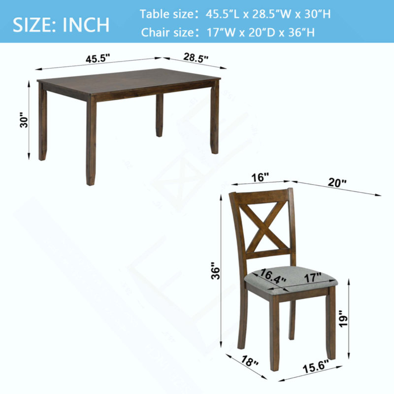 Wooden Dining Rectangular Table Set For 4,Kitchen Dining Table For Small Space, Walnut