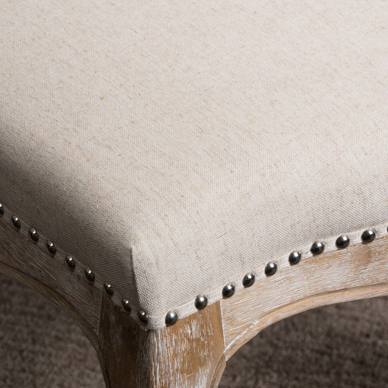 2 chaises de salle à manger - tissu beige, pieds en bois, design élégant de 2 chaises