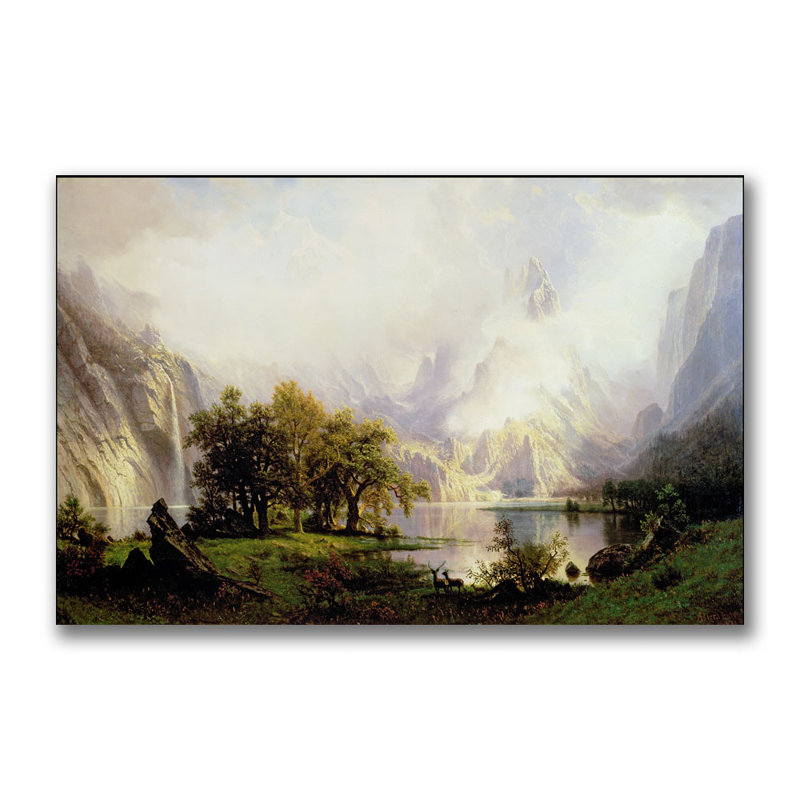 "rocky mountain landscape, 1870" par albert bierstadt,, reproduction d’art sur toile tendue, H 16 po x l 24 po x P 2 po