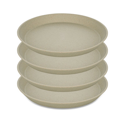 Set of 4 Koziol small plates, plastic and wood mix, 20.5cm