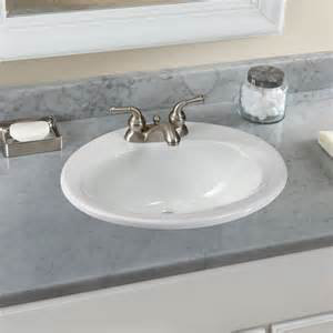 Commercial Cotton Vitreous China Oval Drop-In Bathroom Sink with Overflow, 4" Centers