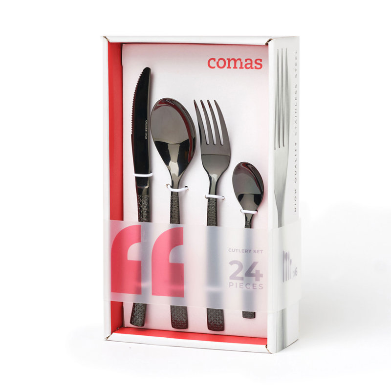 Metro Lane Citialli 24 Piece Stainless Steel Cutlery Set , Service for 6, Black