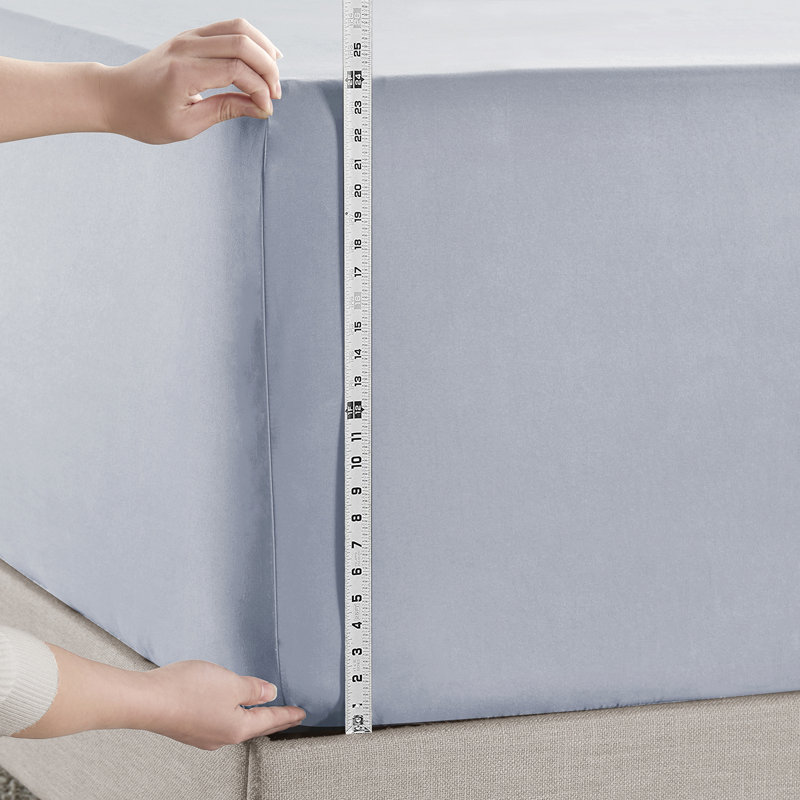 Empyrean Bedding Extra Deep Pocket Solid Fitted Sheet, King Fitted Sheet, Ice Blue