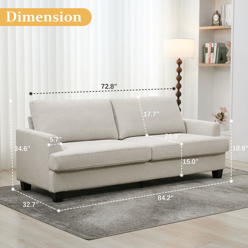 Canapé moderne à 3 places avec coussin très épais Cloud, Beige