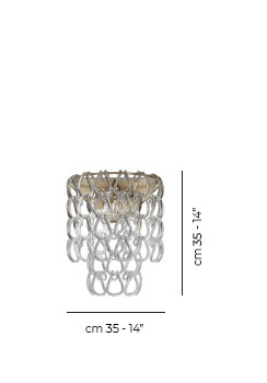 Minigiogali Wall Lamp 2 Black Glossy Chrome E26 Ul, Glossy Chrome, 14" H x 14" W x 14" D, Crystal Transparent