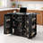 47.4-Inch U-Shaped Bar Table, Folding Tabletop With Power Outlet, Double-Door Storage Cabinet, Built-In Wine Rack, Multi-Purpose For Dining Room Use, Black.-1689154148