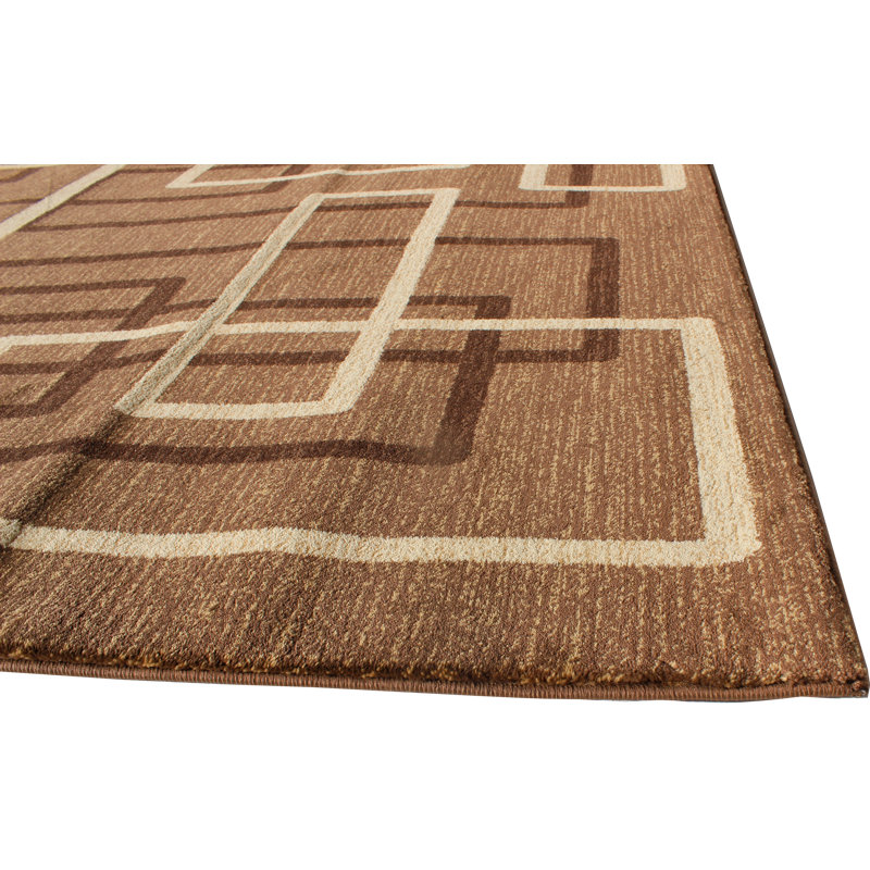 Tapis brun à motif abstrait Jep