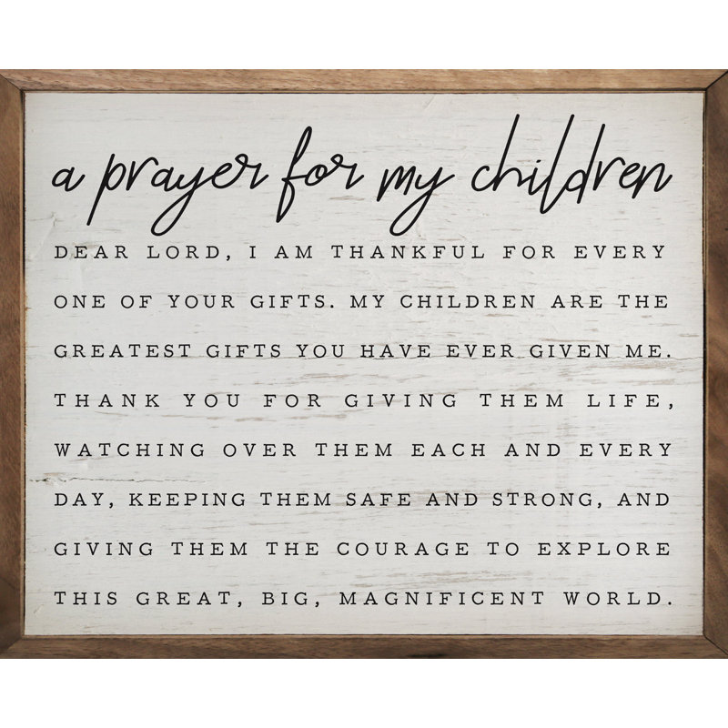 A Prayer For My Children Whitewash, H 8 po x l 10 po