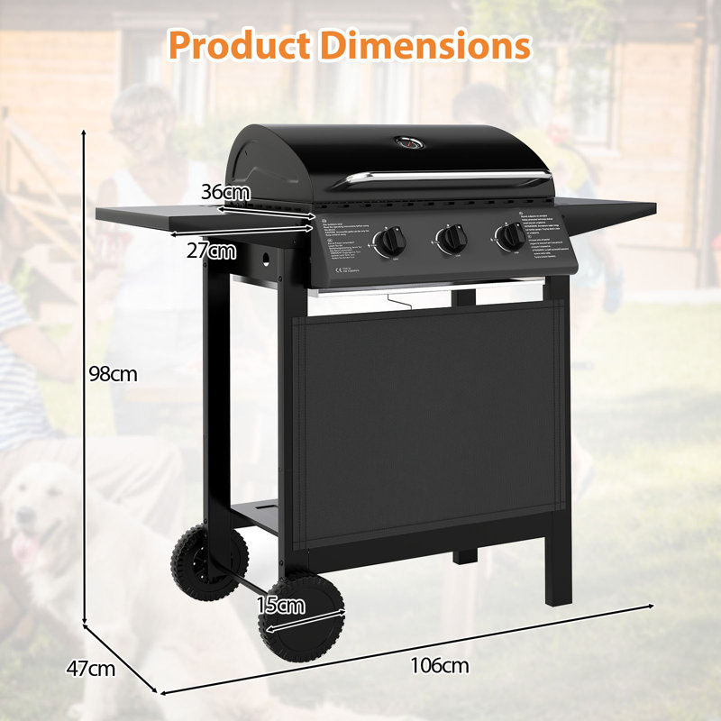 Casart 3 - Burner Freestanding 24000 BTU BTU Gas Grill with Cabinet