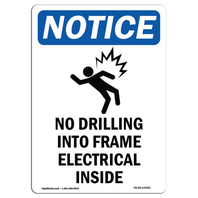 No Drilling Into Frame Sign with Symbol