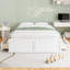 Structure de lit plateforme en bois grand format avec 6 tiroirs, blanc-1905775229