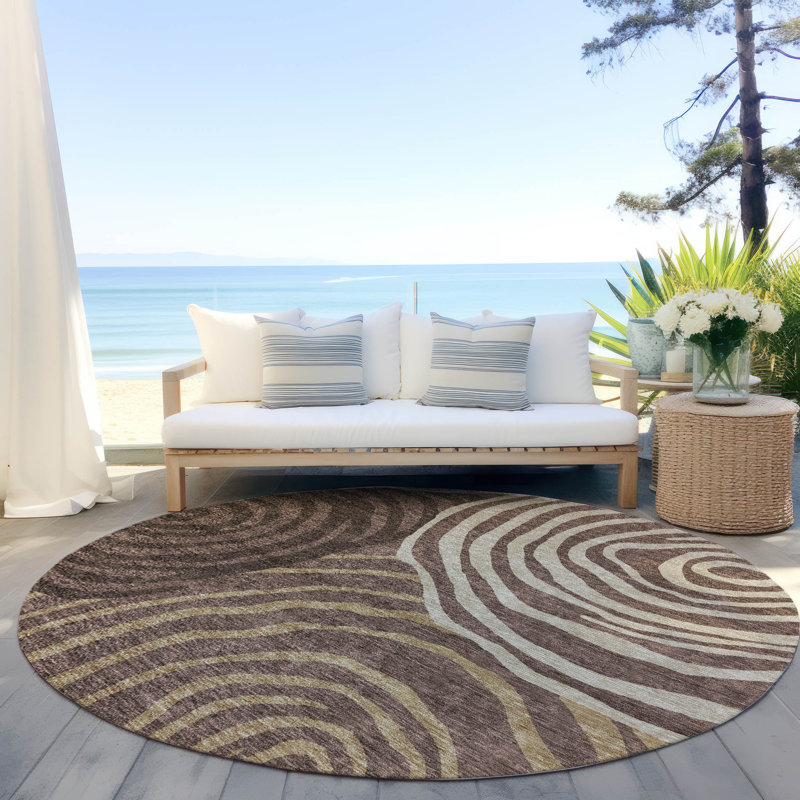 Leis Abstract Indoor Rug, Round 8'
