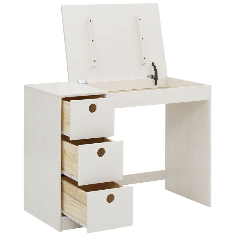 Diepreye Solid Wood Solid Wood Writing Desk, White