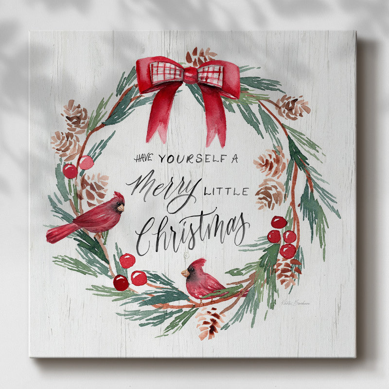 «Merry Little Wreath», reproduction sur toile tendue, H 16 po x l 16 po x P 1,5 po