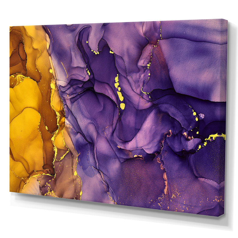 «Mauve et brun», reproduction d'art sur toile abstraite de luxe, Toile tendue, H 40 po x l 60 po
