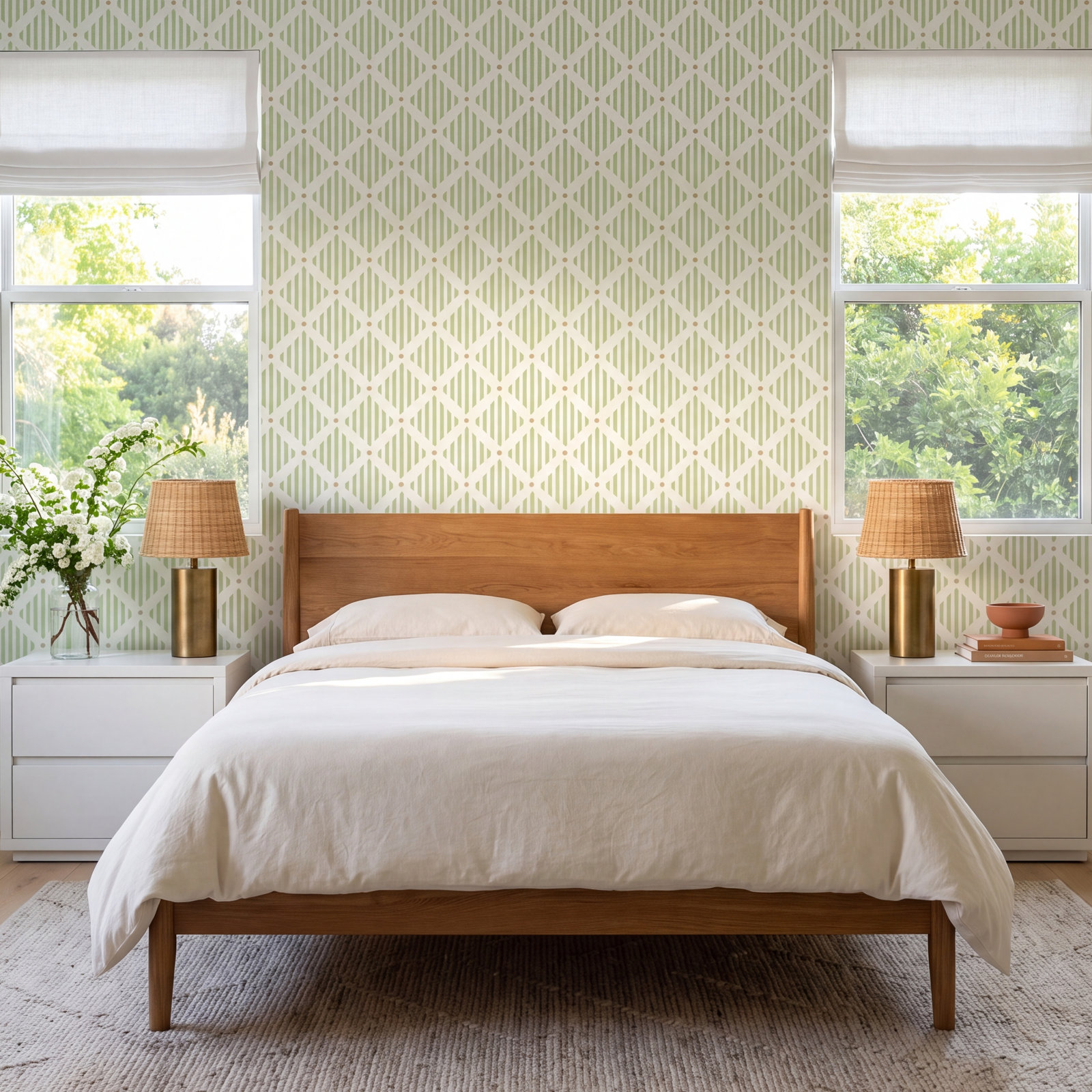 Floral Wallpaper, Green