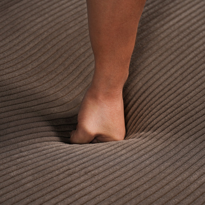 Repose-pieds rembourré Orrey, Velours côtelé brun, H 15 po x l 29,7 po x P 29,7 po