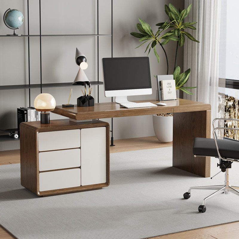 142.2Cm W Rectangle Computer Desk with Cabinet