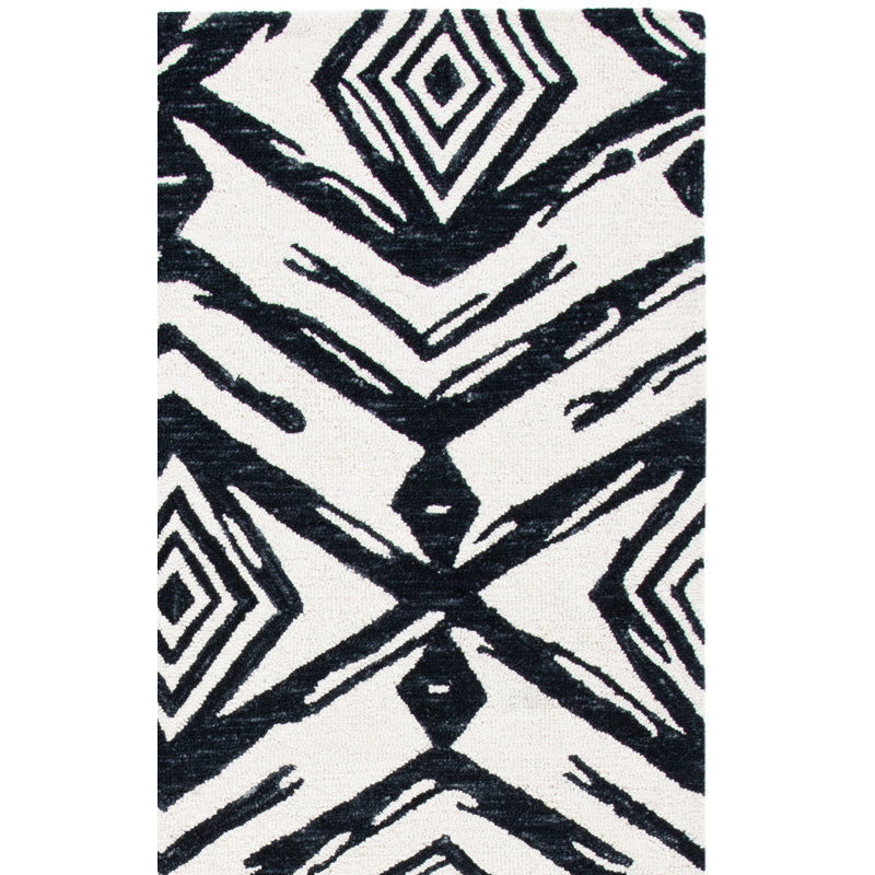 Tapis en laine et coton touffeté à la main Kavin avec latex Southwestern, Rectangle 5 pi x 8 pi