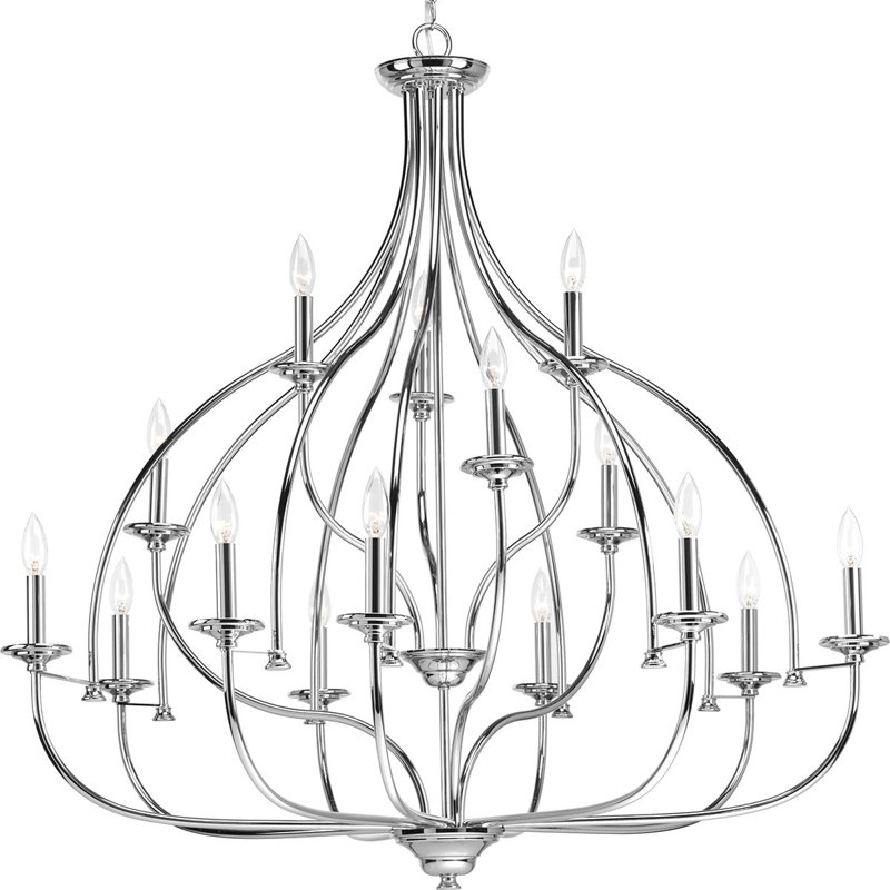 Harrod 15 - Light Dimmable Tiered Chandelier, Polished Chrome
