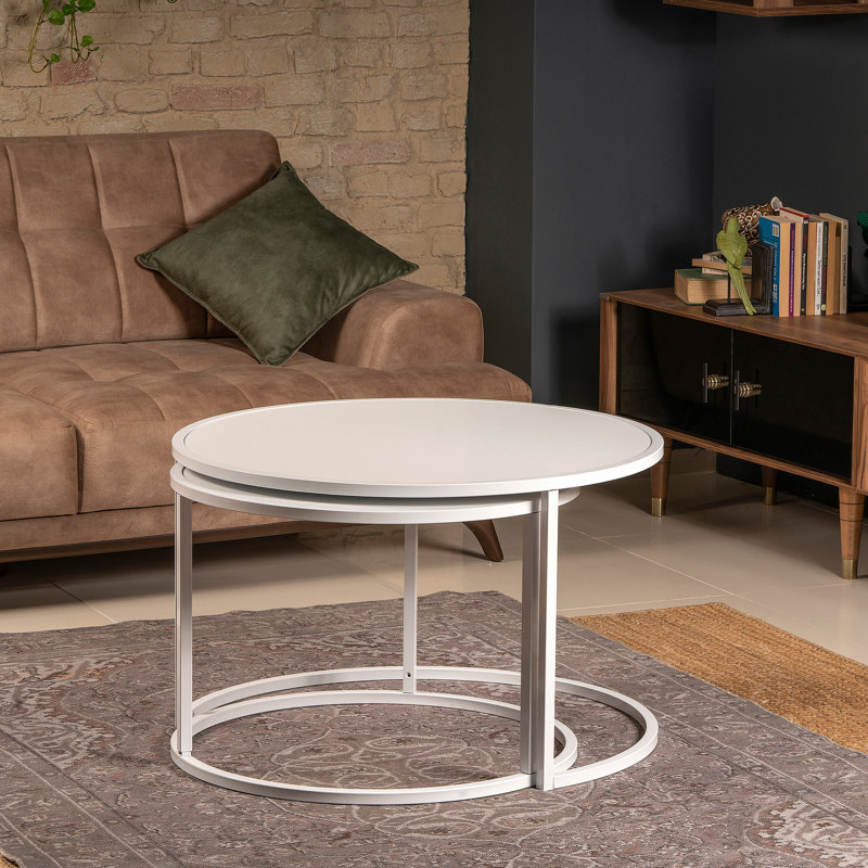 Nesting Coffee Table, Beige, White