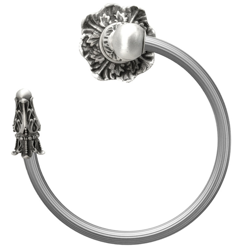 Acanthus swing towel reeded ring left Renaissance style in Gilded Mercury, Satin